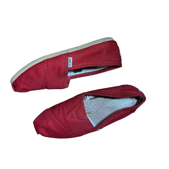 TOMS Classic Red Canvas Slip-On Shoes Women’s Size 7.5 - Picture 3 of 5